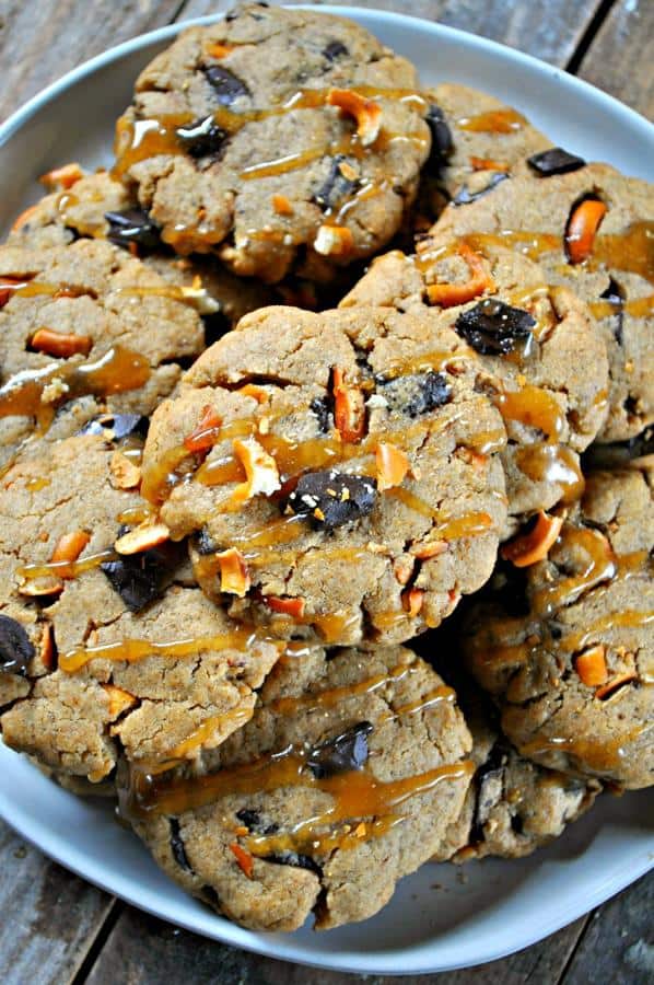 Dark Chocolate Pretzel and Caramel Peanut Butter Cookies