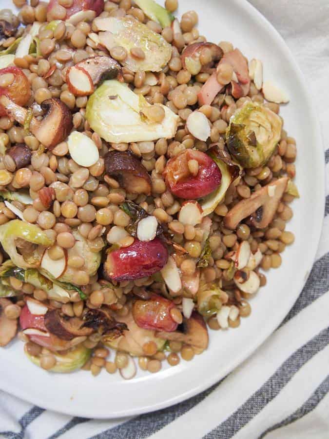 Lentil Salad with Roasted Brussels Sprouts