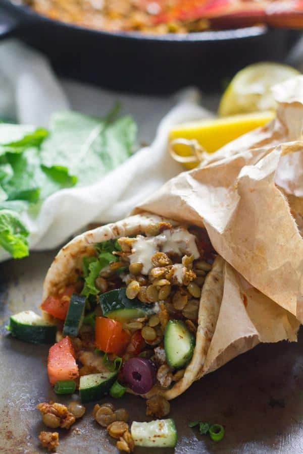 Lentil Shawarma Pitas