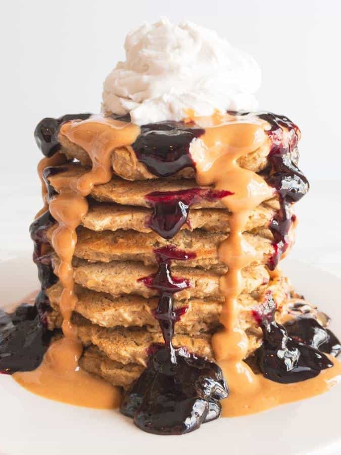 Oatmeal Peanut Butter Jelly Pancakes