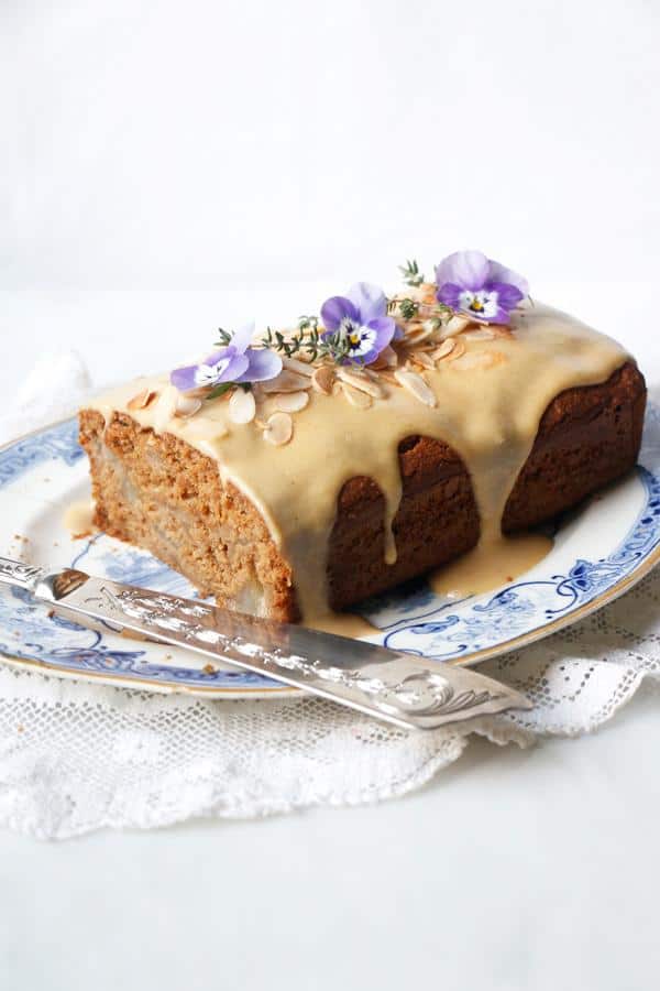 Pear Ginger Cake with Tahini Drizzle (Gluten-Free)