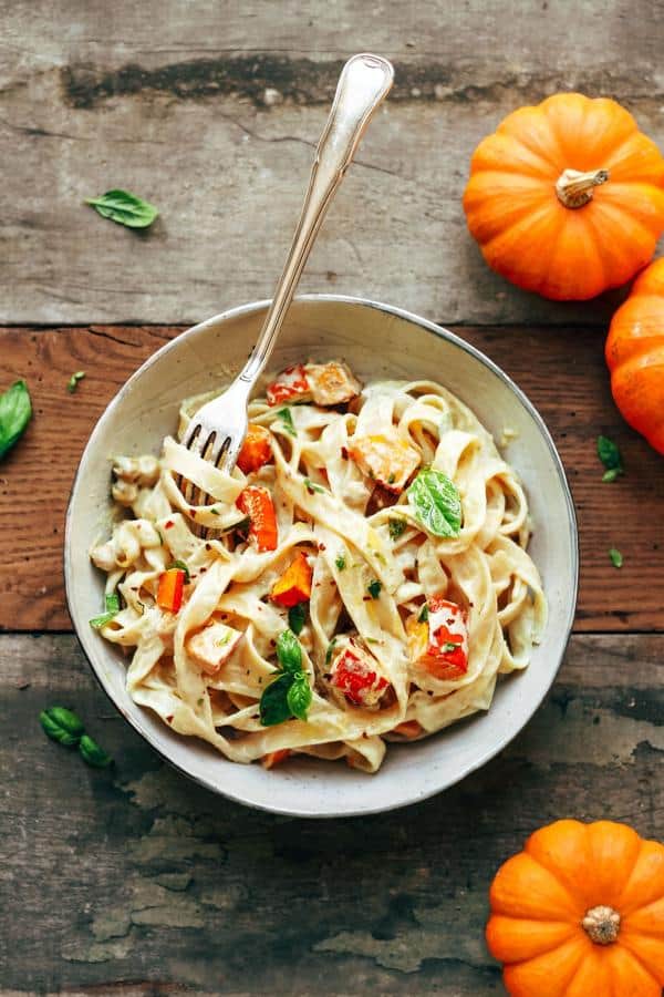 Pumpkin and Chickpea Pasta with Creamy Miso Sauce