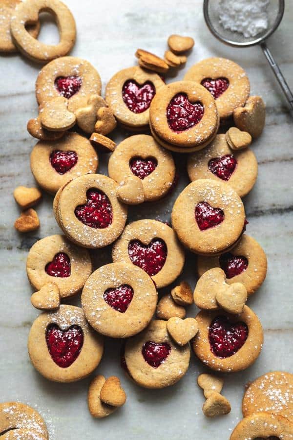 Raspberry Almond Linzer Cookies