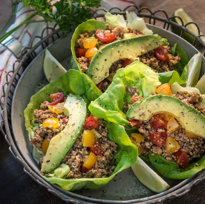 Raw Walnut Mushroom Taco Lettuce Wraps