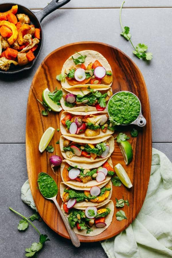 Roasted Vegetable Tacos with Chimichurri