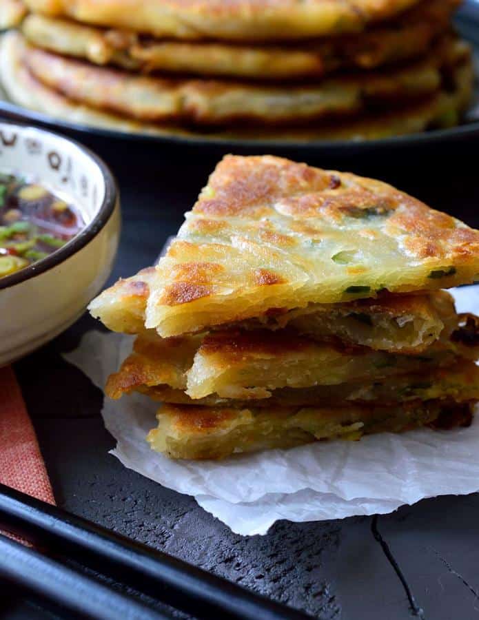 Scallion Pancakes with Ginger-Soy Dipping Sauce