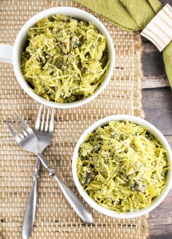 Spaghetti Squash Alfredo with Portobello Mushrooms