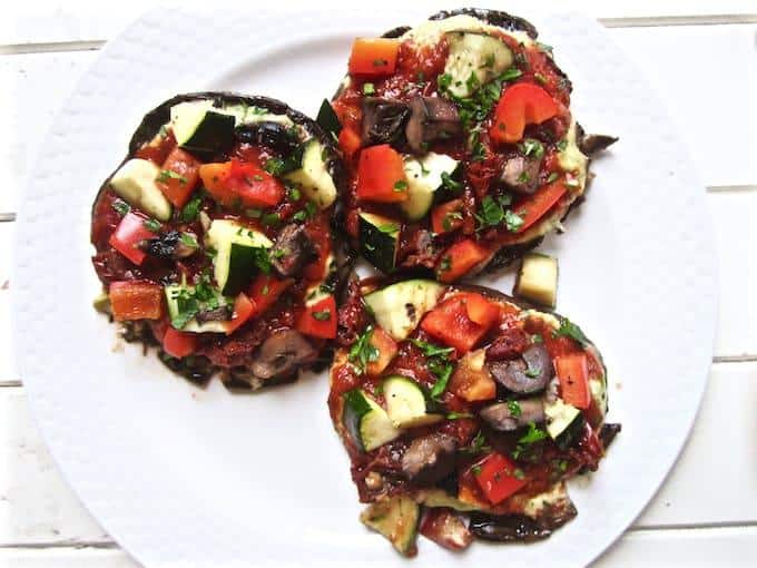 Vegan Portobello Pizza with Basil Cheese