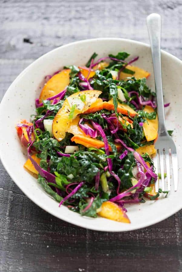 Kale, Peach and Cabbage Slaw