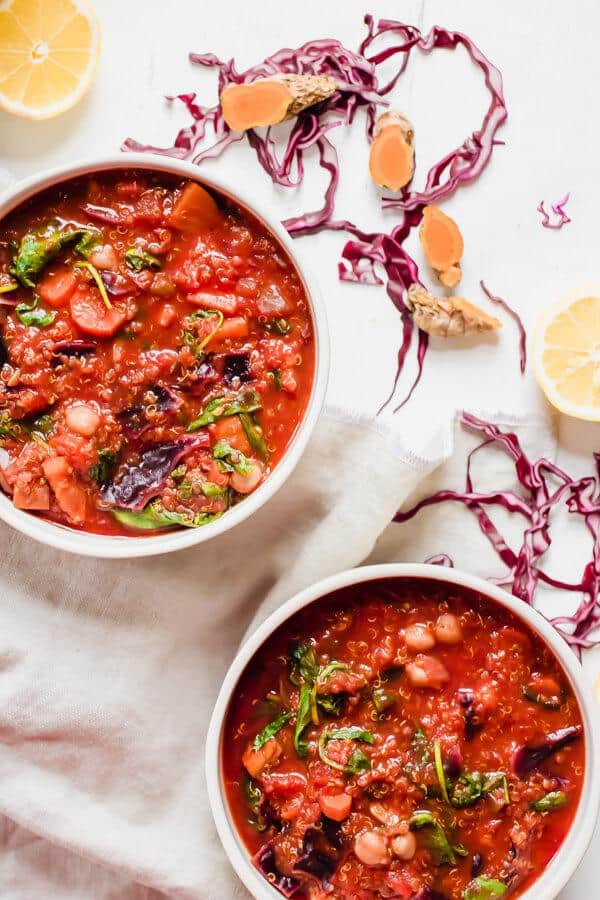 Red Cabbage Vegetable Quinoa Stew with Turmeric