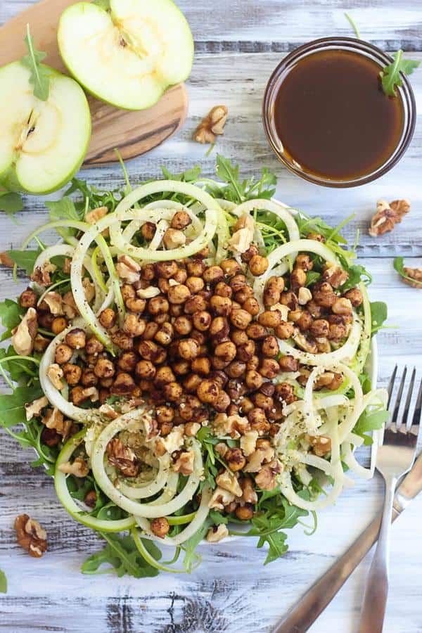 Apple Arugula Salad With Cinnamon Roasted Chickpeas