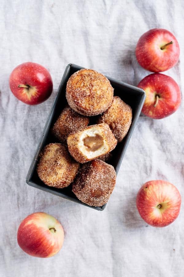 Apple Butter Filled Cinnamon Sugar Doughnuts