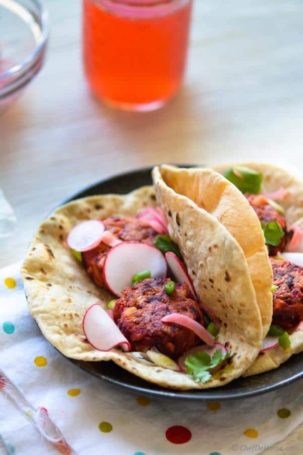 Beets and Carrot Falafel Tacos