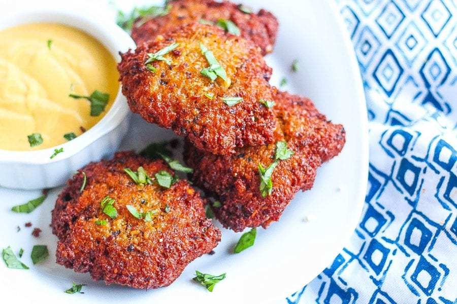 Black Eyed Pea Falafel Cakes with Spicy Tahini Sauce