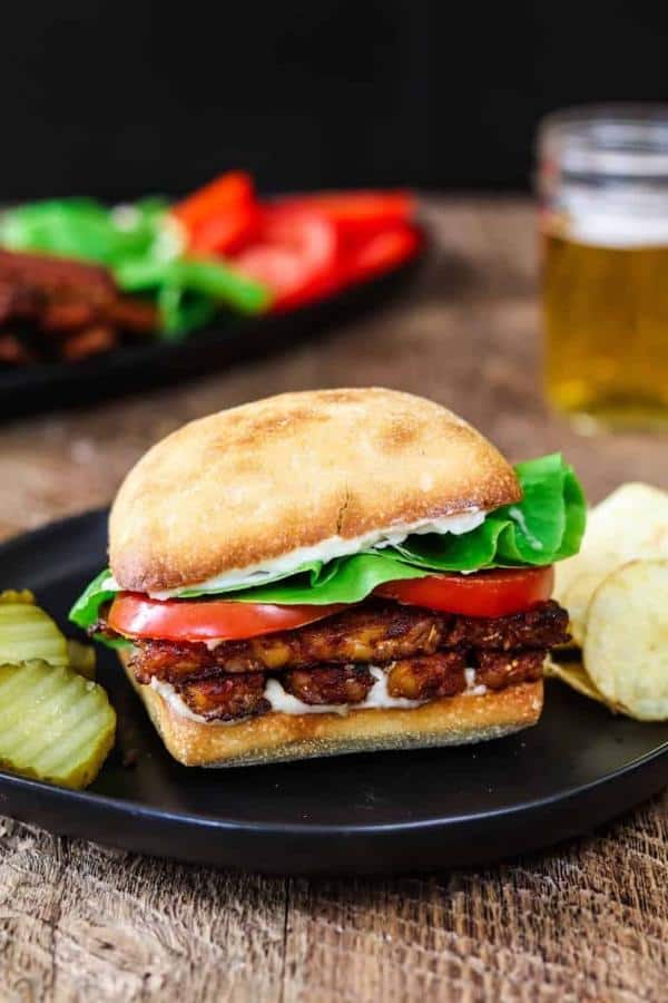 BLT with Baked Tempeh Bacon