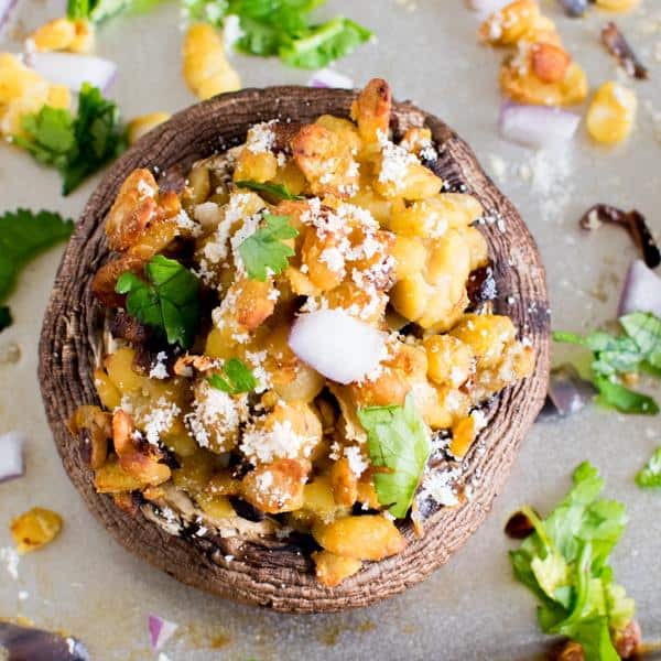 Cheese and Tempeh Stuffed Portobello Mushrooms