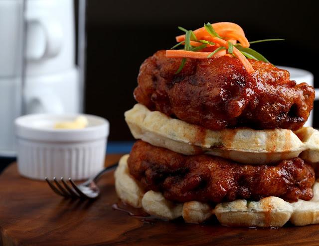 Chick’n and Waffles with Sriracha-Maple Syrup