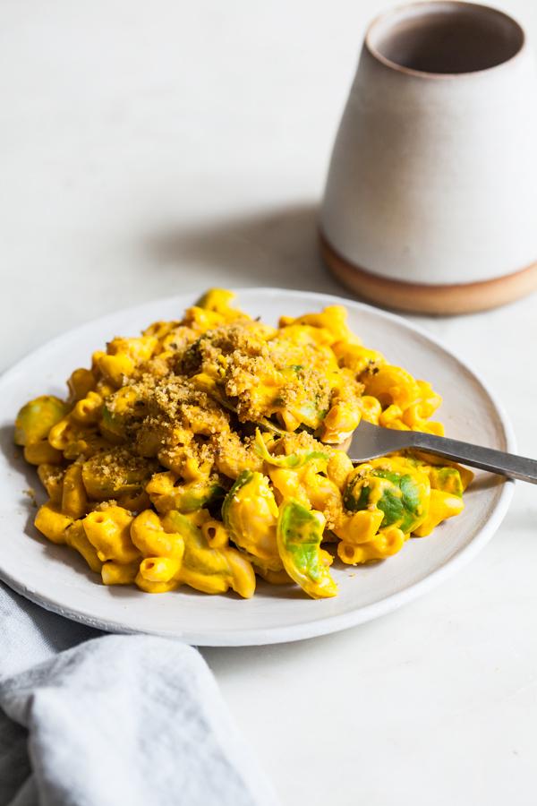 Creamy Carrot Mac with Walnut Herb “Parmesan”