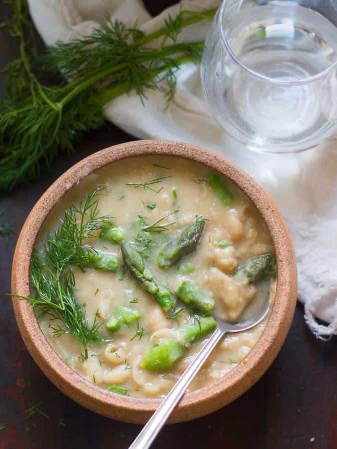 Creamy White Bean, Asparagus and Dill Soup