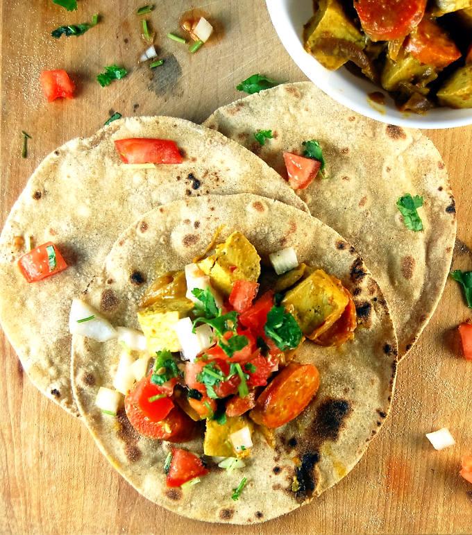 Curry-Glazed Carrot Tofu Tacos