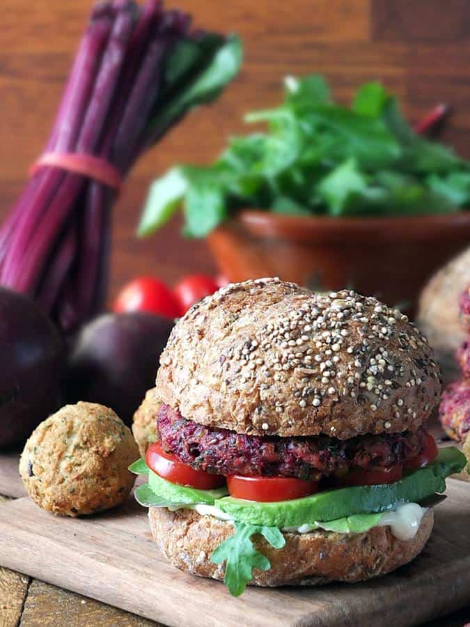 Easy 6-Ingredient Beetroot Falafel Burgers