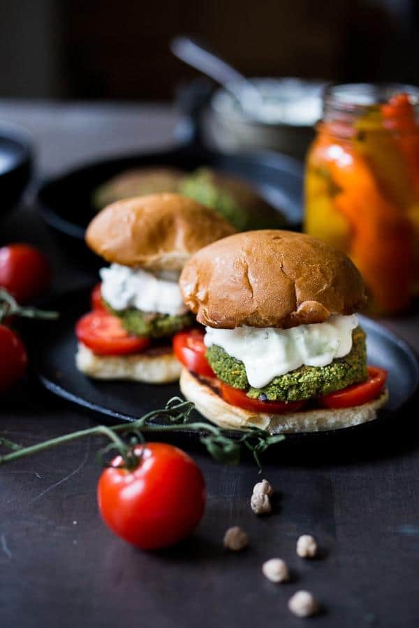 Falafel Burgers with Tzatziki Sauce