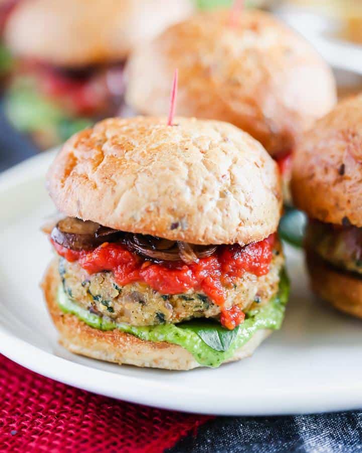 Grilled Tempeh Sliders with Pesto Spread