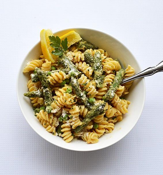 Lemon Cream Pasta with Asparagus and Peas