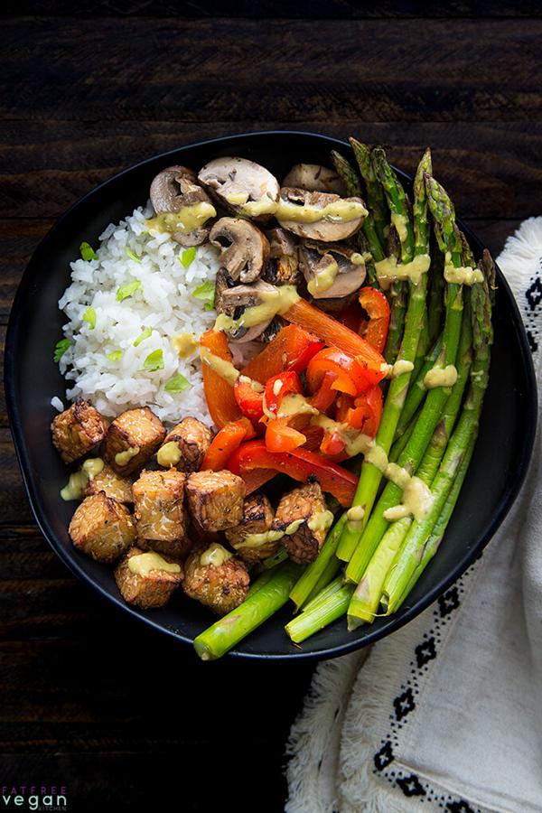 Lemon Tempeh Air Fryer Sheet Pan Dinner