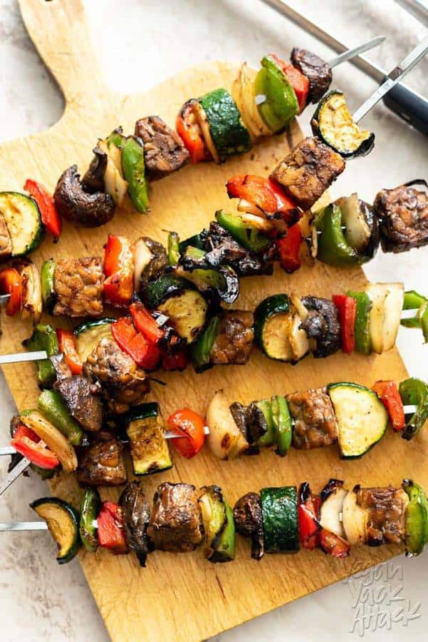 Marinated Tempeh Veggie Skewers