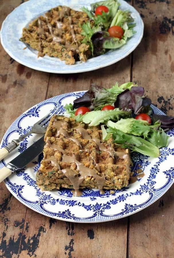 Oat and Chickpea Falafel Waffles