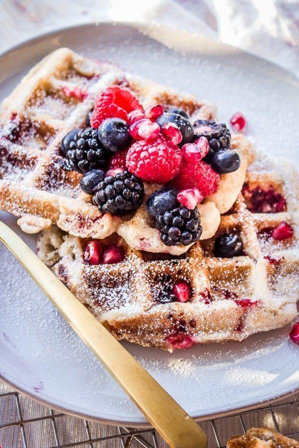 Raspberry Champagne Waffles