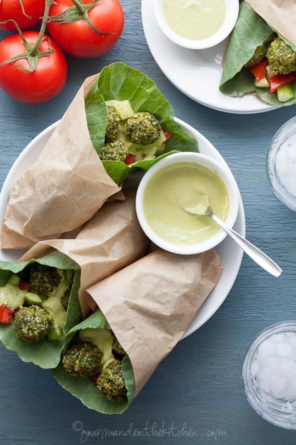 Raw Falafel Wraps with Parsley Tahini Sauce