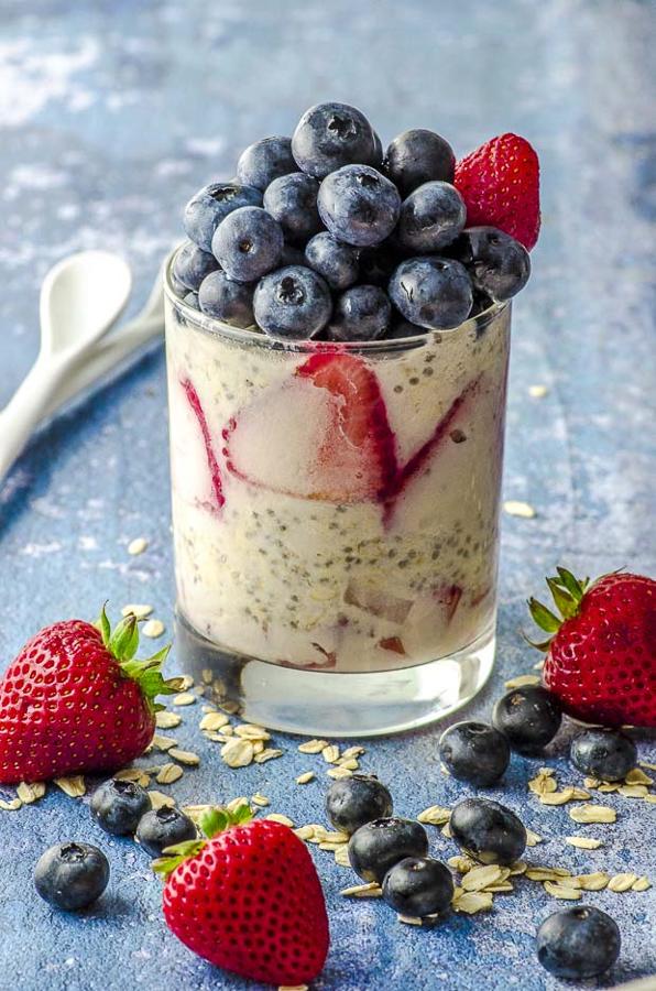 Red White and Blue Overnight Oats