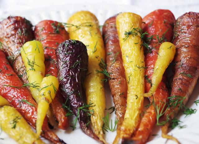 Roasted Rainbow Carrots with Maple and Dill