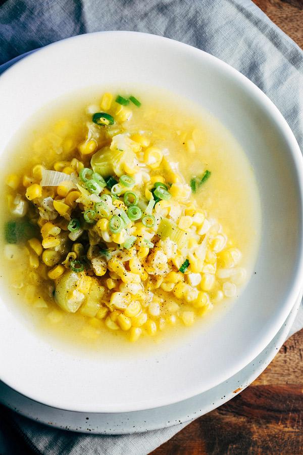 Simple Sweetcorn and Leek Soup