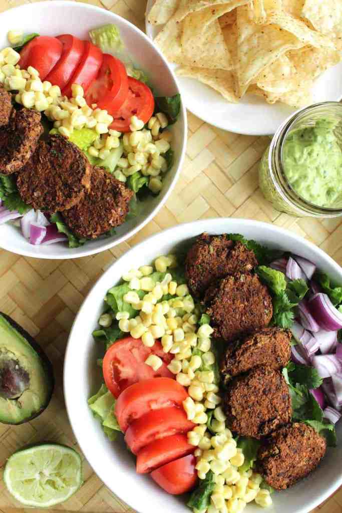 Southwestern Salad with Black Bean Falafel