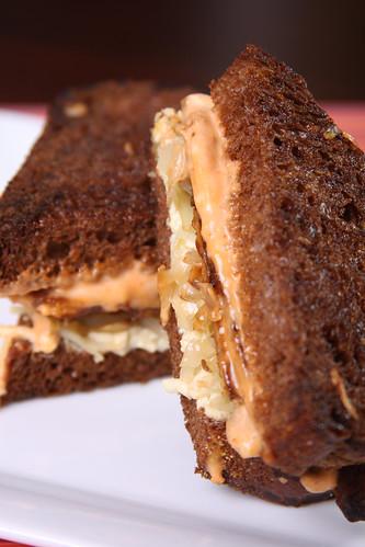 Tempeh Reuben with Sriracha-Vegenaise Dressing