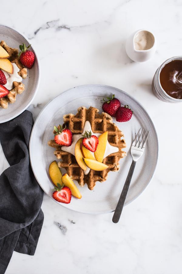 Vanilla Waffles with Vanilla Maple Cashew Cream